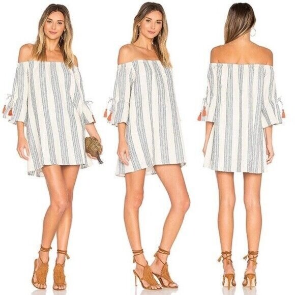 Tularosa Sara Dress Linen Chambray Stripe Size Small NWT - Picture 1 of 8